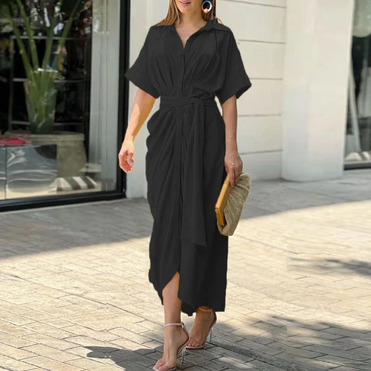 Vestido Midi Mujer Camisero Botones Cinturón - Mavetta