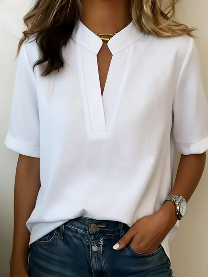 Blusa Mujer Cuello en V Manga Corta