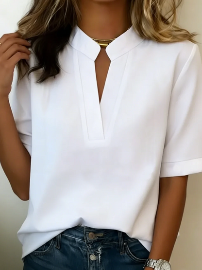 Blusa Mujer Cuello en V Manga Corta