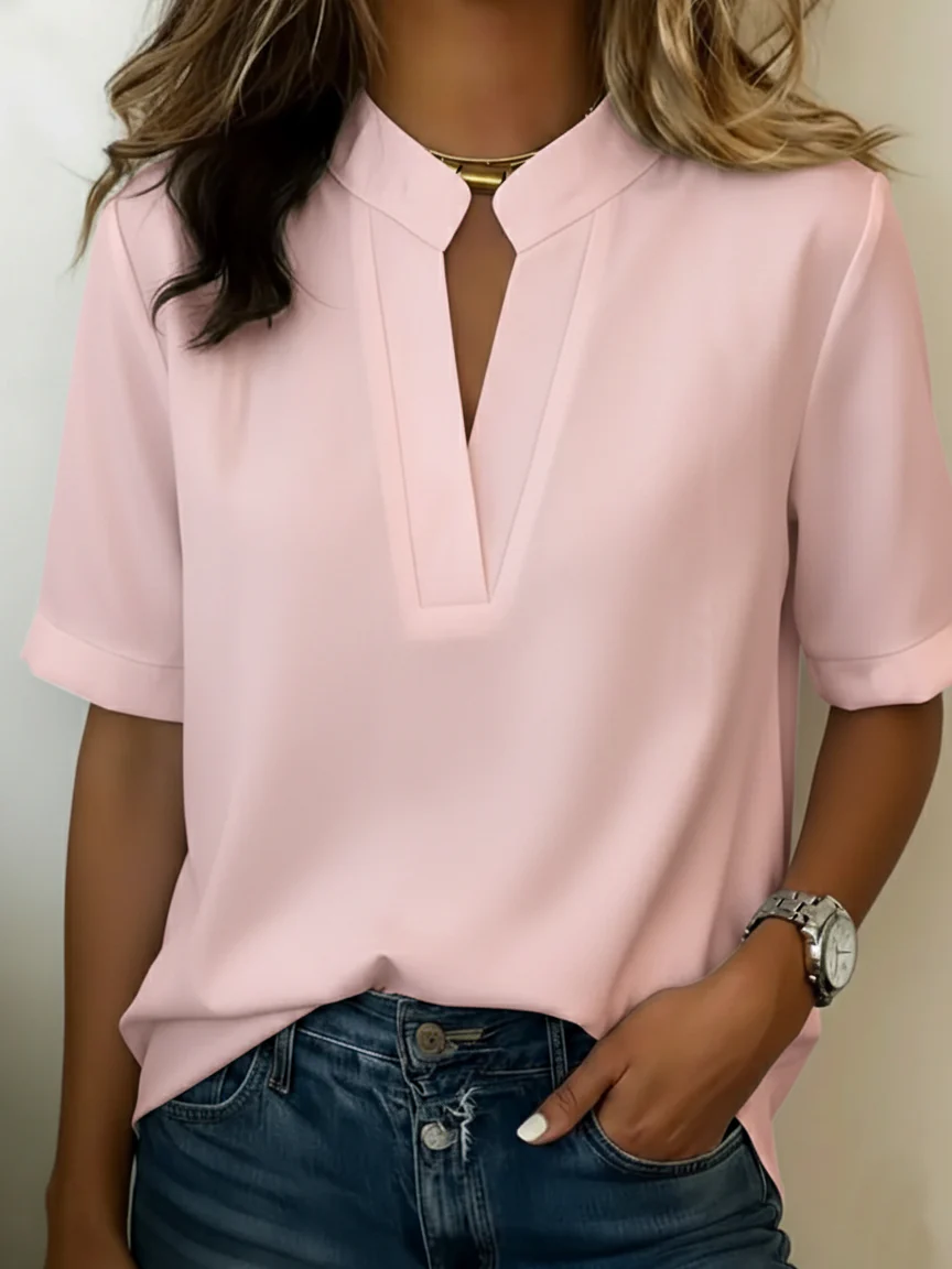 Blusa Mujer Cuello en V Manga Corta