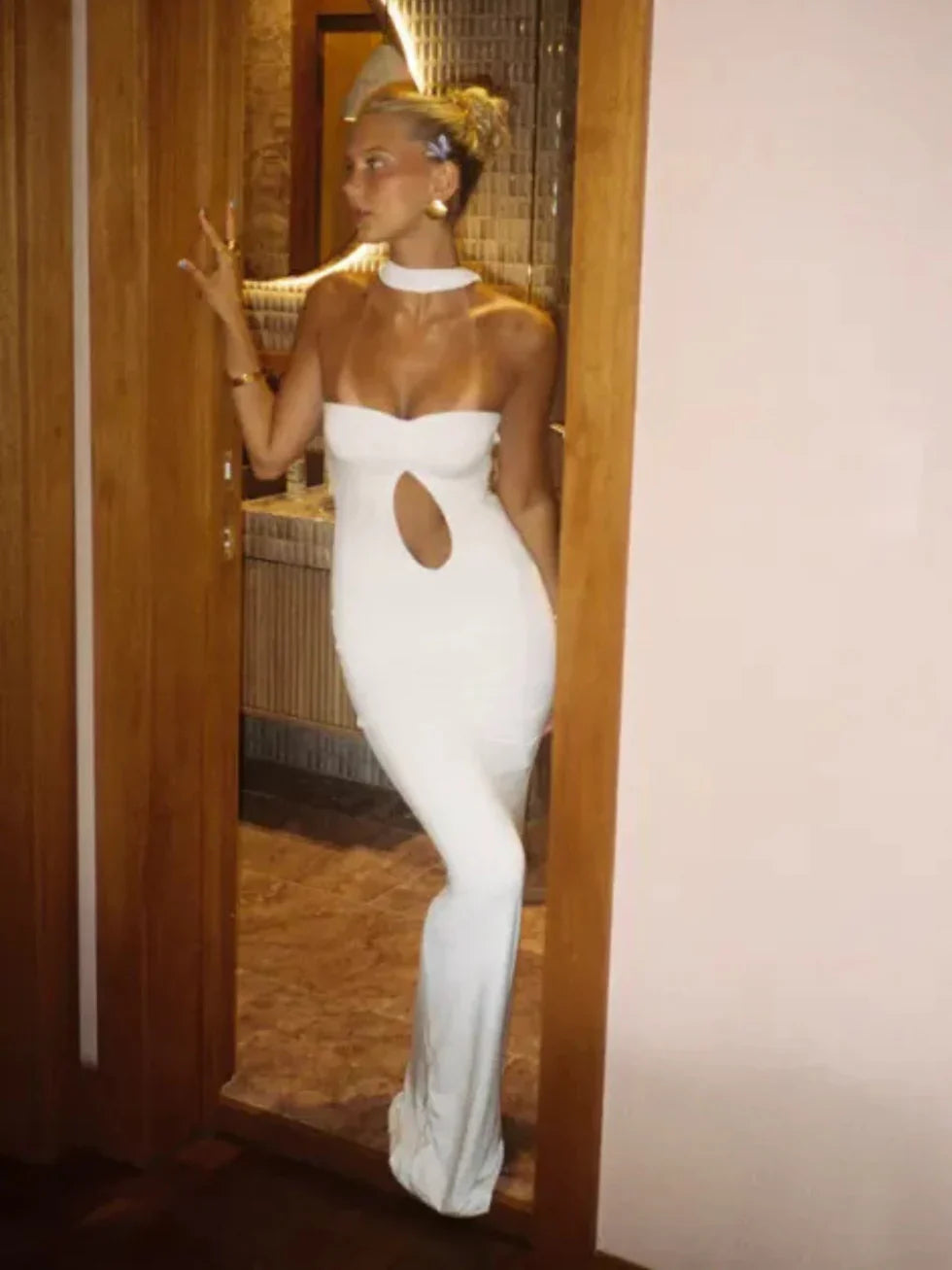 Vestido maxi mujer sin tirantes ajustado espalda - Mavetta