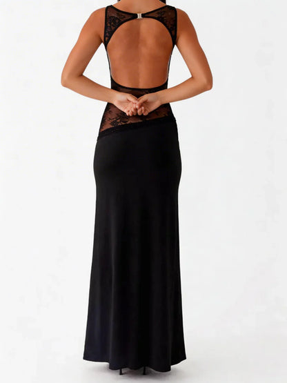 Vestido maxi mujer de encaje floral patchwork