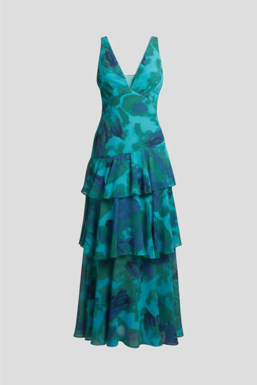 Vestido Largo Mujer Volantes Escote en V