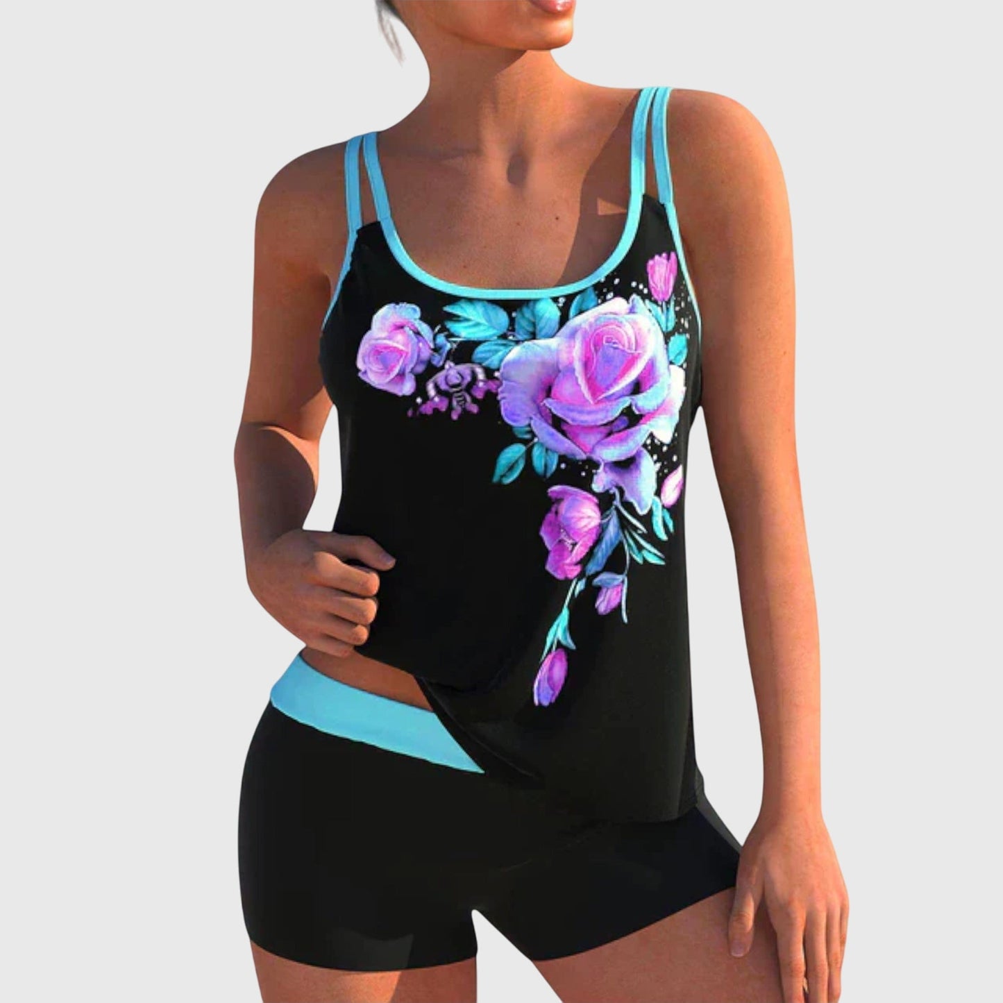 Tankini Mujer de Dos Piezas Estampado Ajuste Cómodo
