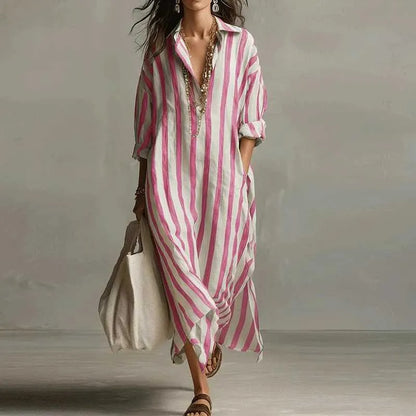 Vestido camisero mujer de rayas largo
