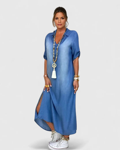 Vestido Maxi Mujer Denim Suelto Estilo Casual - Mavetta