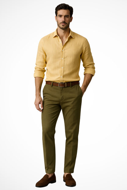 Camisa Hombre de Lino Informal Ajuste Clásico