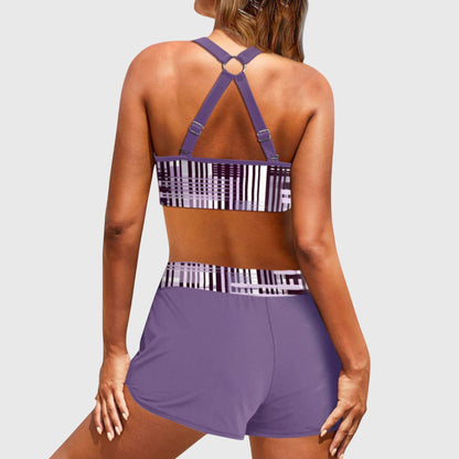 Bikini Mujer de Dos Piezas con Rayas Ajuste Clásico