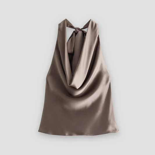 Mujer de Satén Halter con Lazo Elegante - Mavetta