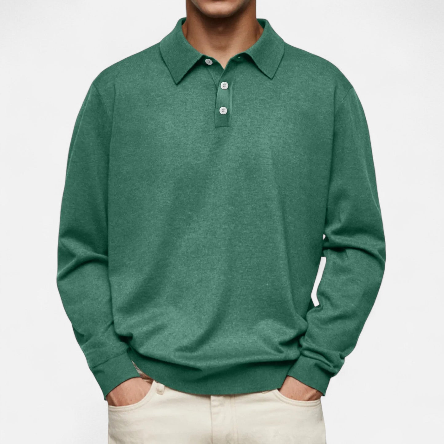 Polo hombre manga larga Algodón estilo casual elegante