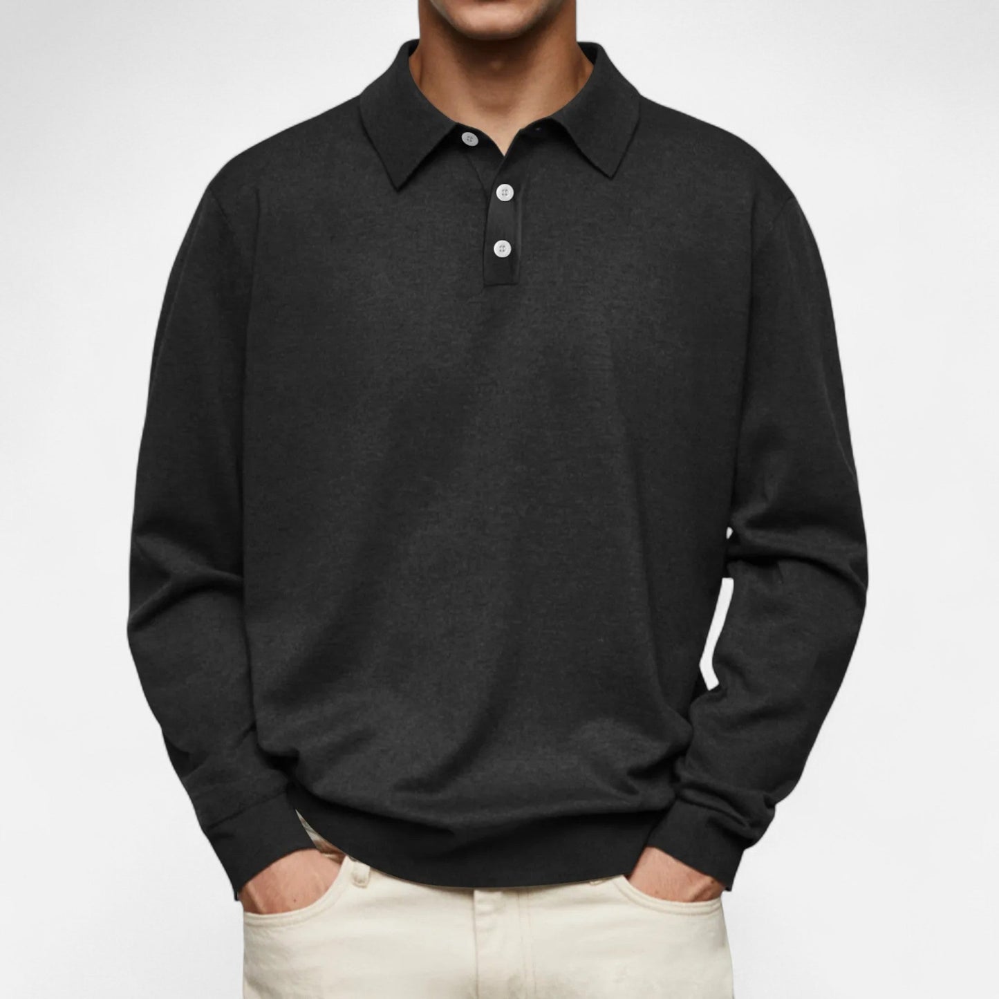 Polo hombre manga larga Algodón estilo casual elegante