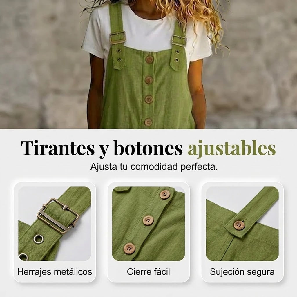Mono mujer de tirantes con botones ajuste holgado