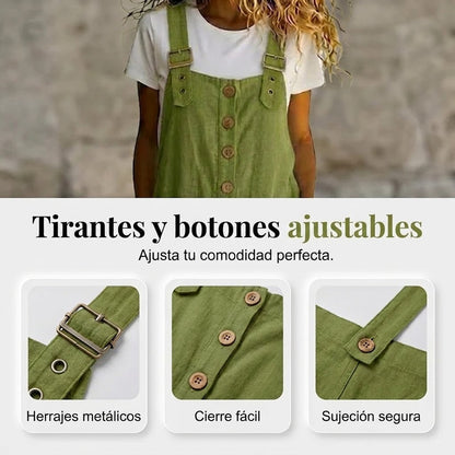 Mono mujer de tirantes con botones ajuste holgado