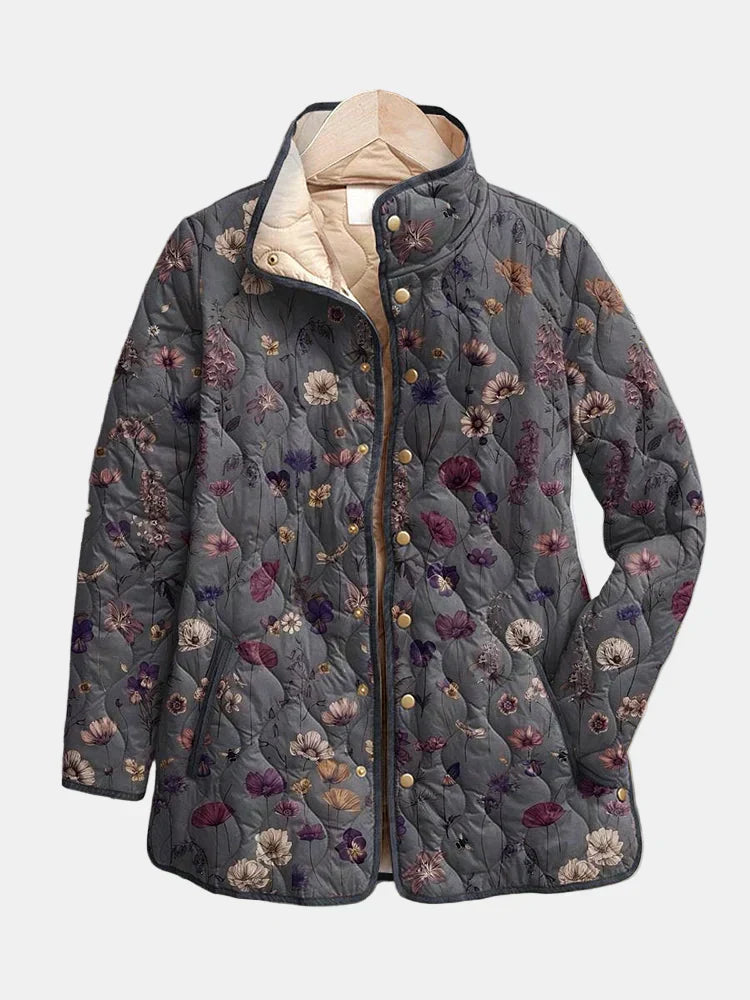 Chaqueta Mujer Acolchada Estilo Retro Floral