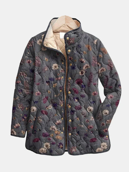 Chaqueta Mujer Acolchada Estilo Retro Floral