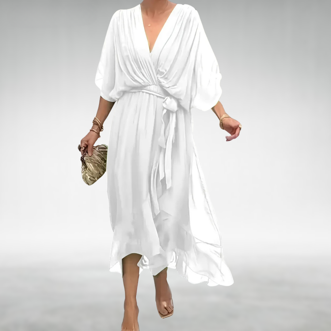 Vestido largo mujer escote en V elegante