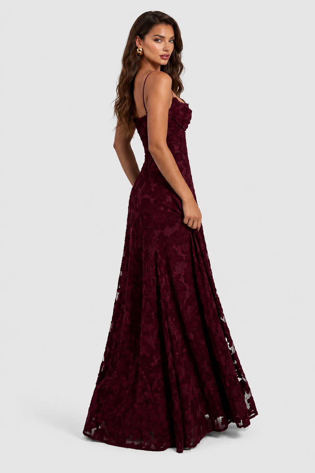 Vestido Largo Mujer de Encaje Floral Ajuste Suelto