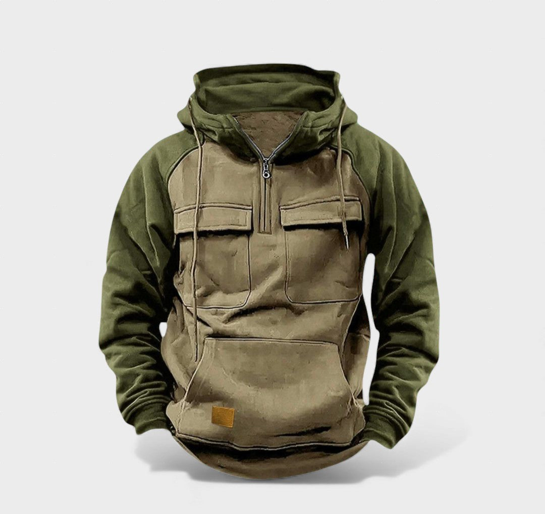Sudadera hombre con capucha tejido cálido diseño bicolor casual