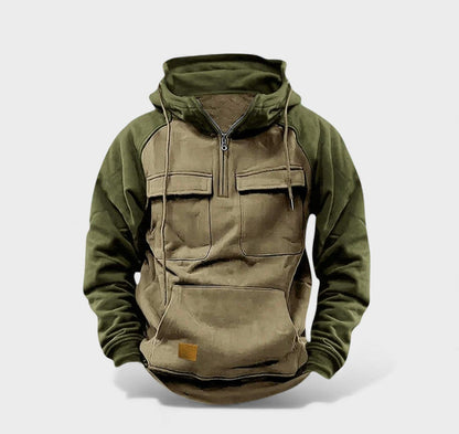 Sudadera hombre con capucha tejido cálido diseño bicolor casual