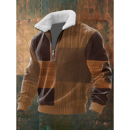 Suéter hombre forro polar cremallera cuello alto cálido