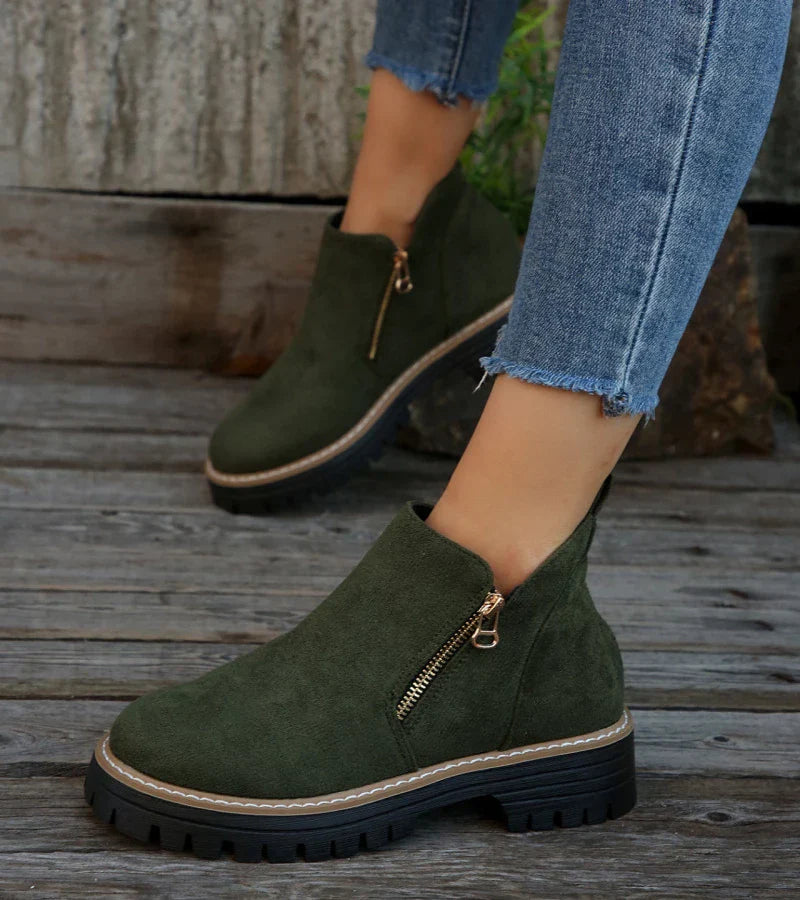 Botines mujer de piel y suela antideslizante