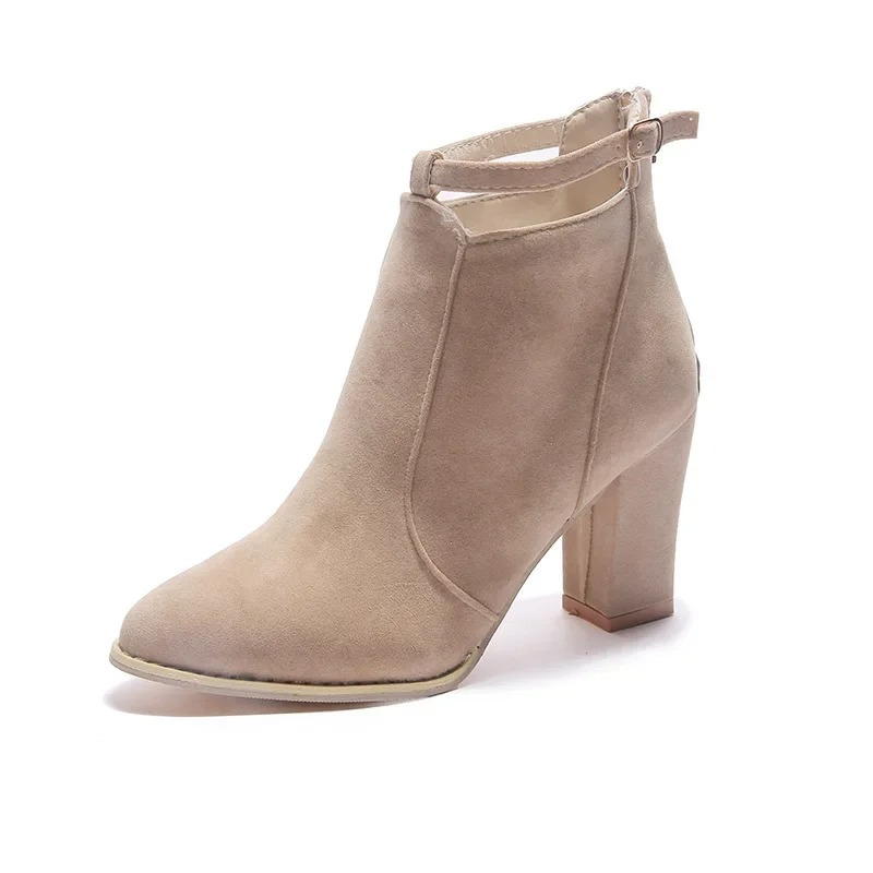 Botines Mujer con Hebilla Tacón Alto de Bloque