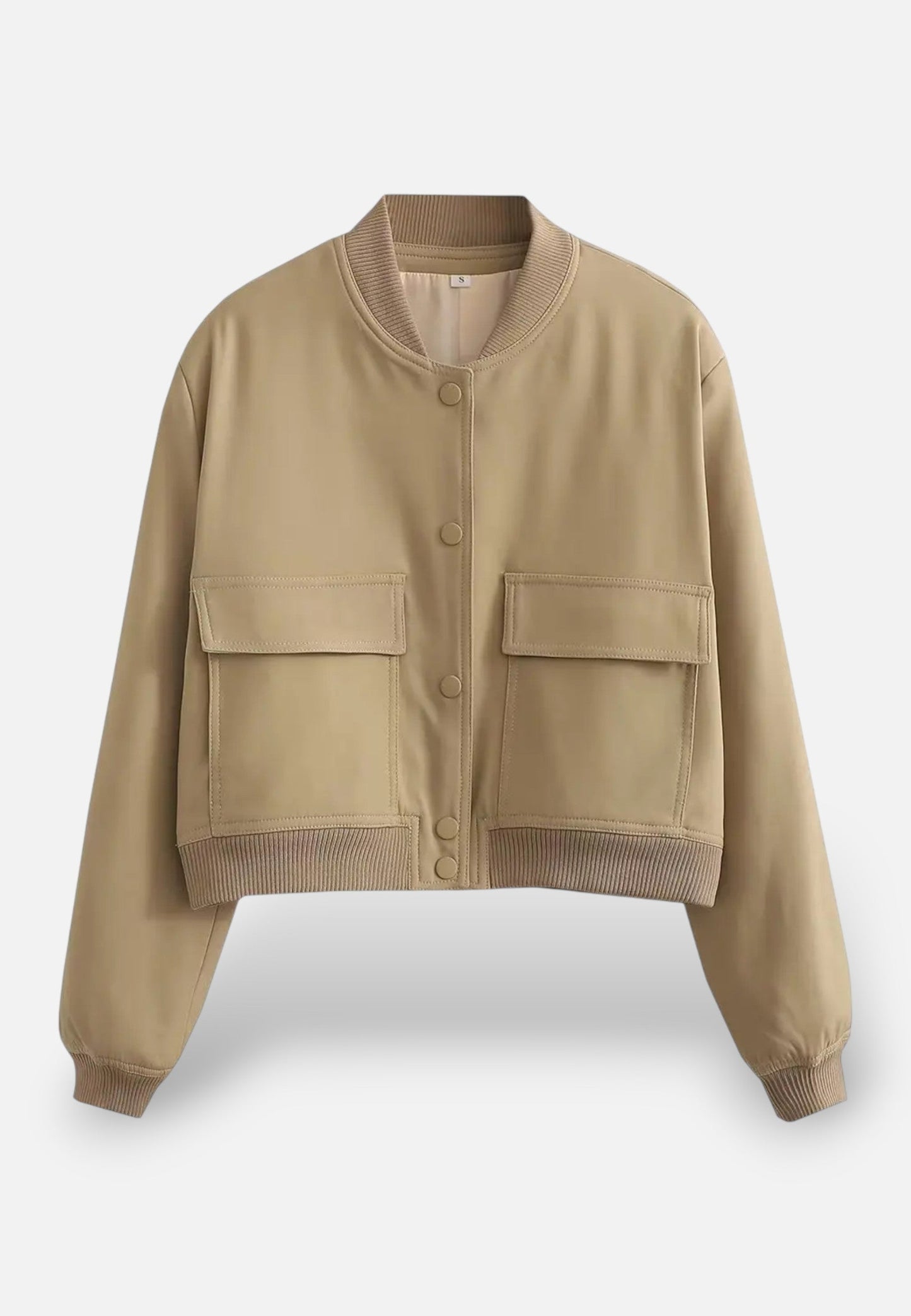 Chaqueta Bomber Mujer Corta Botonadura Simple Bolsillos