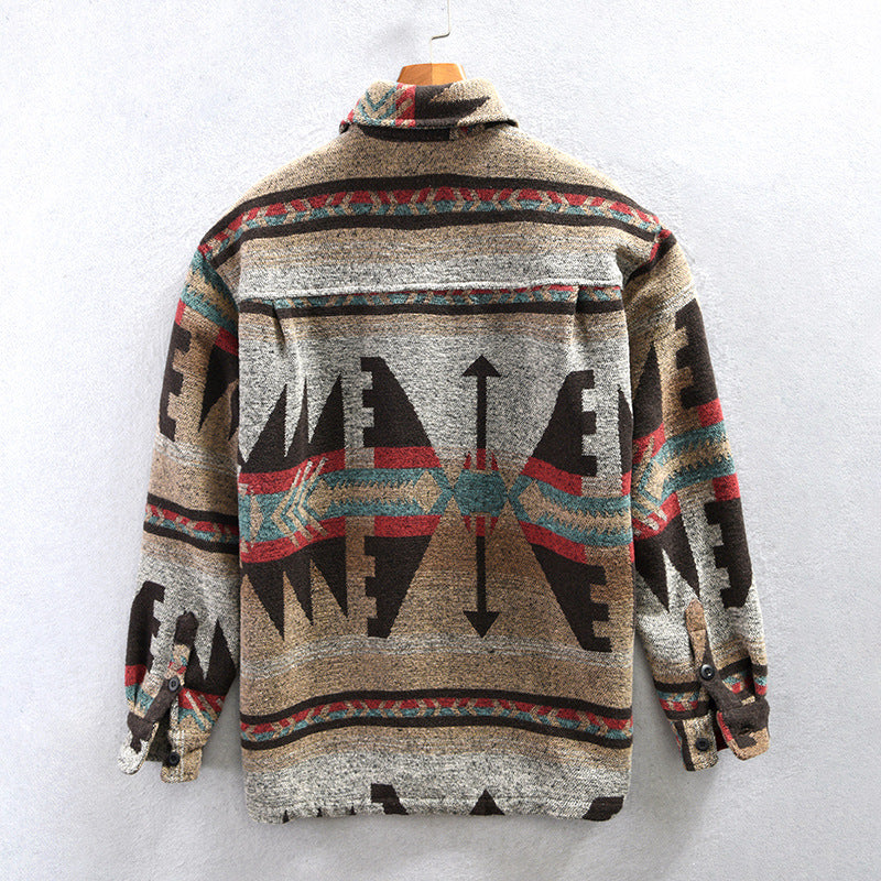 Sobrecamisa hombre de lana manga larga con botones y bolsillos