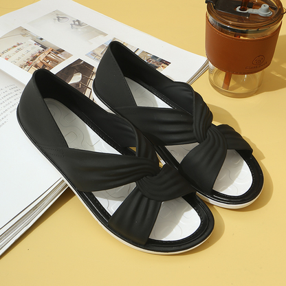 Sandalias Mujer de Cuero Diseño de Nudos Comodas Verano