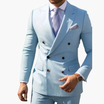 Traje Hombre de Dos Piezas Blazer Cruzado Pantalón Ajustado