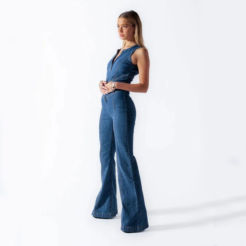 Mono Mujer sin Mangas con Pantalón Acampanado