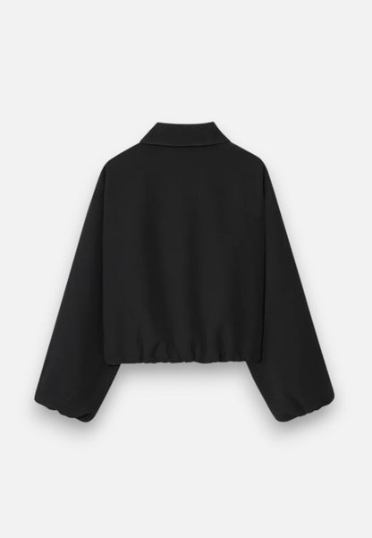 Chaqueta Bomber Mujer Corta Cremallera Cuello Solapa