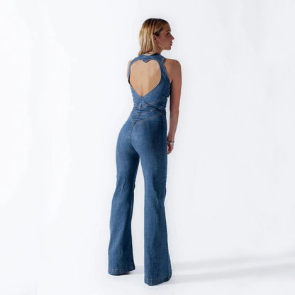 Mono Mujer sin Mangas con Pantalón Acampanado