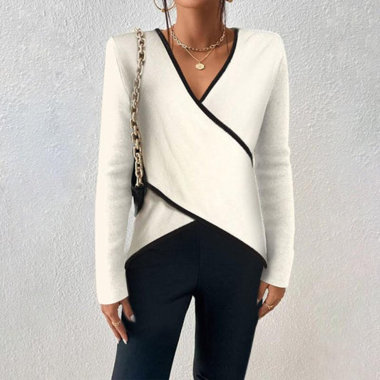 Jersey Mujer Cruzado con Ribetes de Punto Ajustado - Mavetta