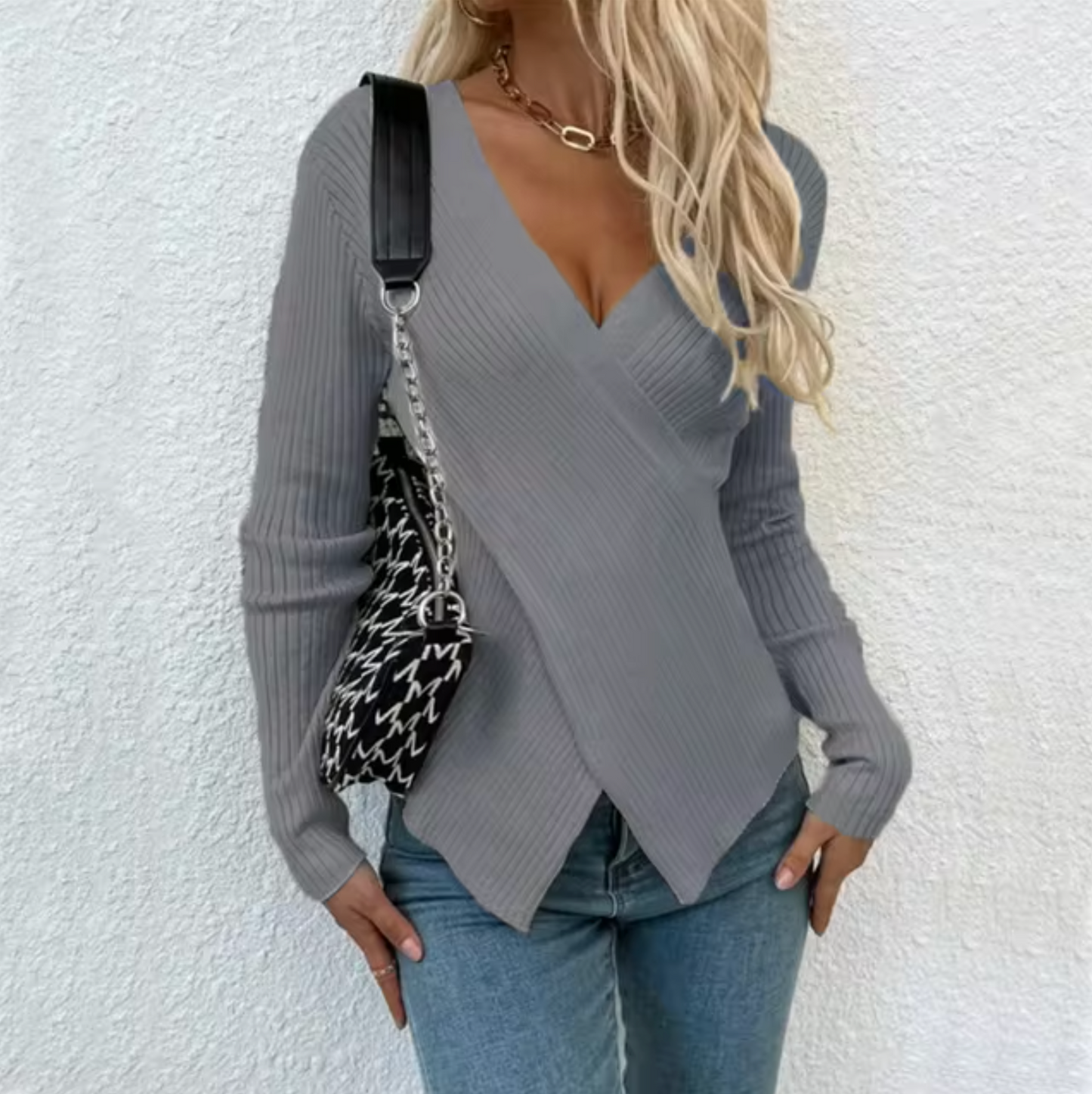 Suéter Mujer Casual de Punto Suave Ajuste Regular
