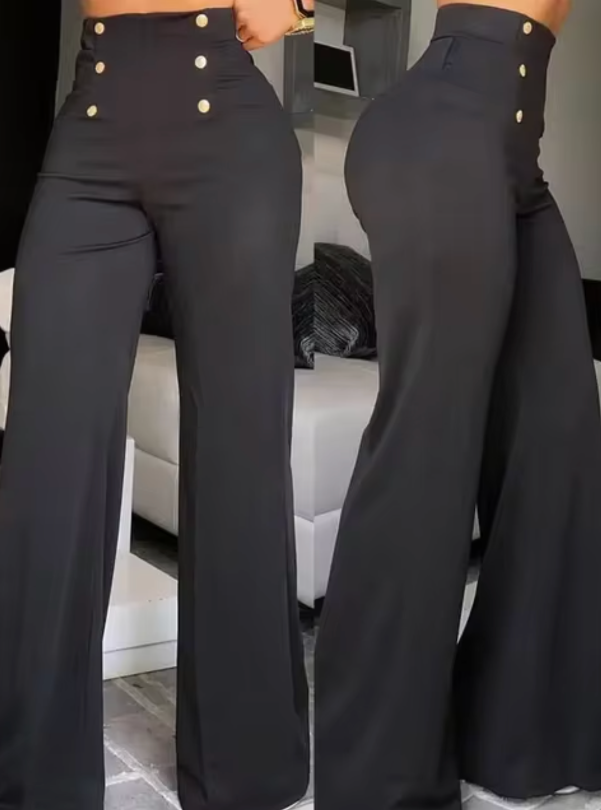 Pantalón de campana mujer con cintura alta elegante