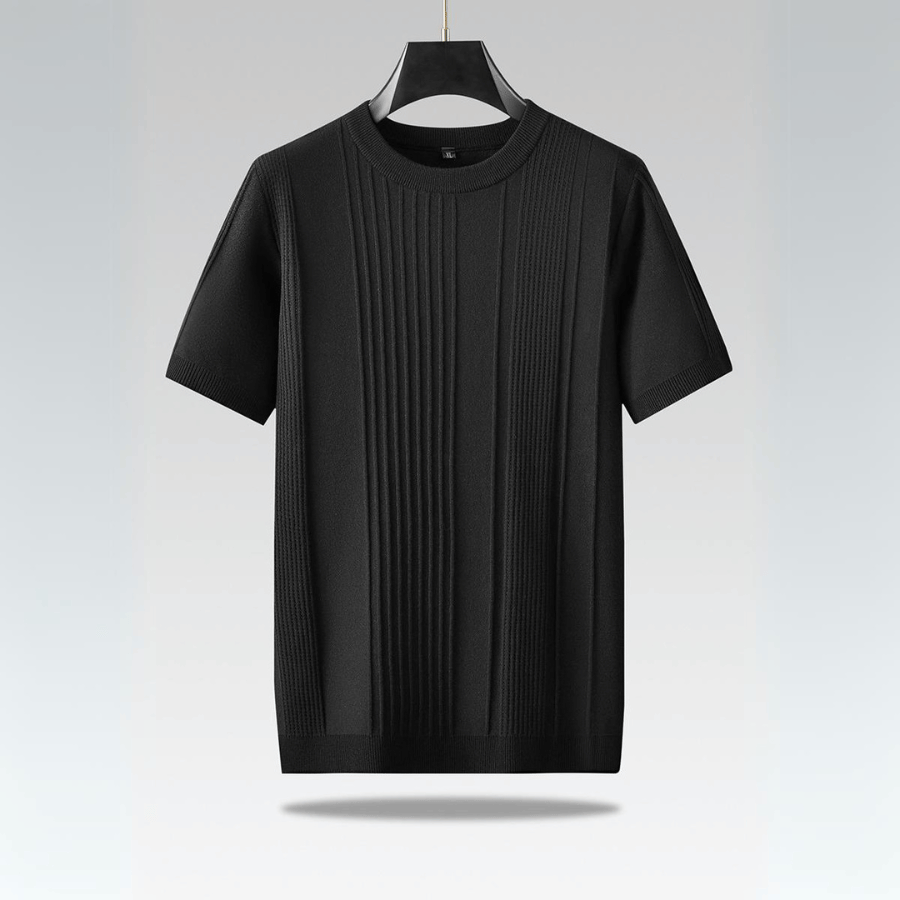 Camiseta Hombre de Punto Seda de Hielo Manga Corta Cuello Redondo