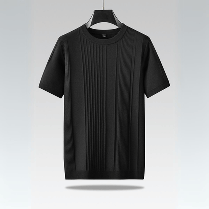 Camiseta Hombre de Punto Seda de Hielo Manga Corta Cuello Redondo