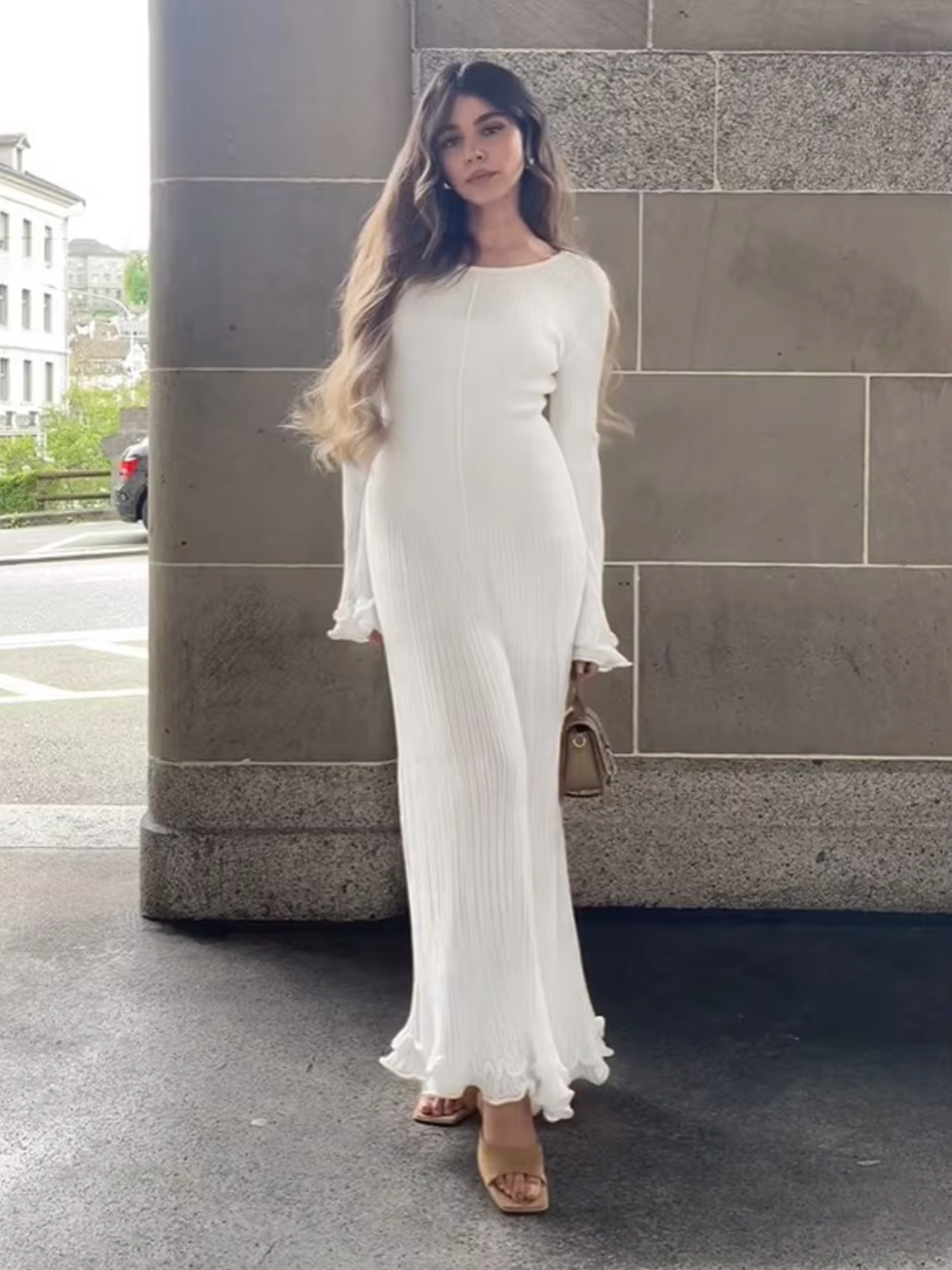 Vestido Mujer de Algodón con Volantes y Manga Corta
