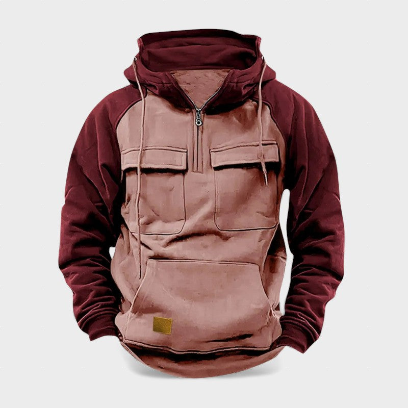 Sudadera hombre con capucha tejido cálido diseño bicolor casual