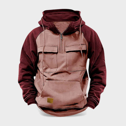 Sudadera hombre con capucha tejido cálido diseño bicolor casual