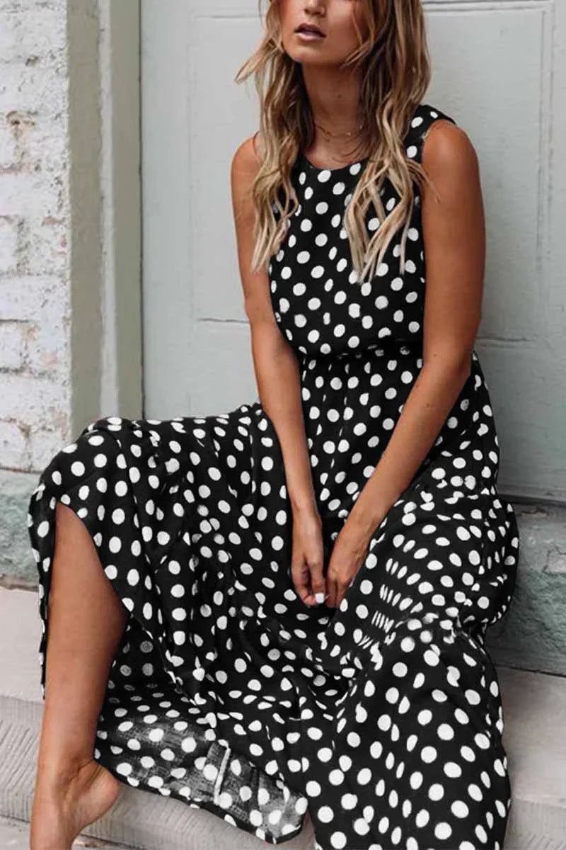 Vestido maxi mujer sin mangas estampado casual