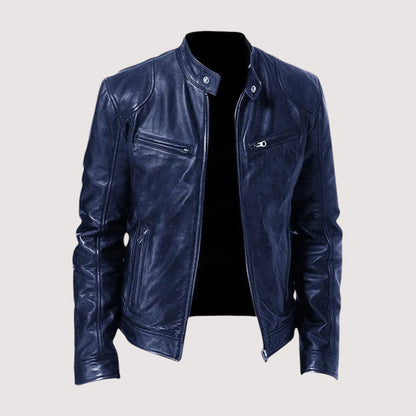 Chaqueta Hombre de Cuero Estilo Biker Clásica Ajuste Moderno