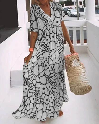 Vestido largo mujer fluido estampado gráfico verano
