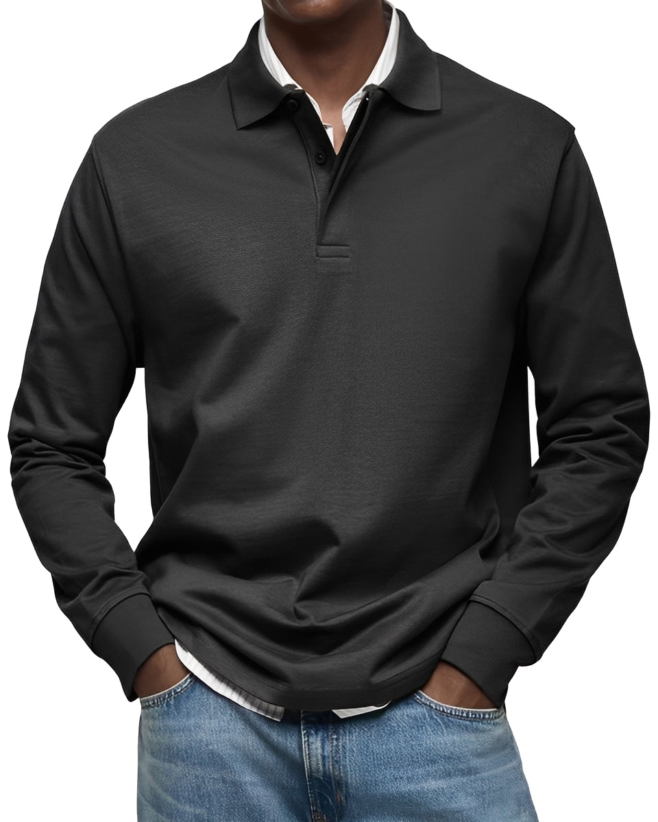 Camisa Hombre Algodón Cuello Abotonado Manga Larga Corte Regular
