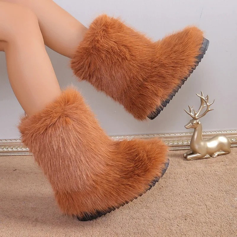 Botas Mujer Invierno Forradas Imitación Piel Suela Antideslizante