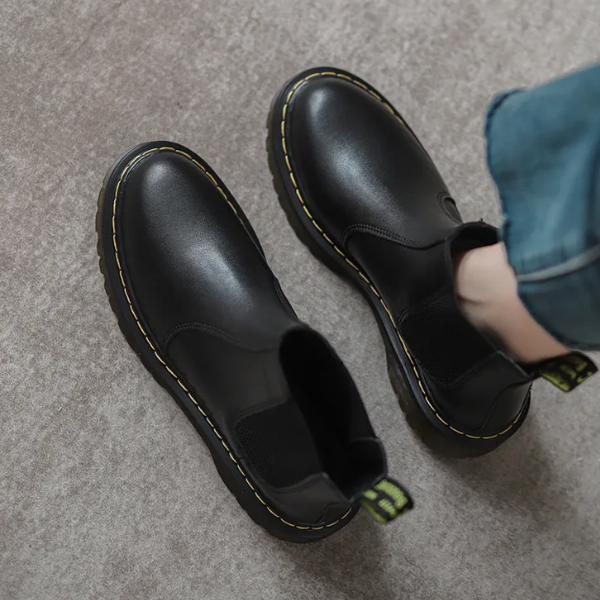Botas Chelsea Mujer de Cuero con Tirador y Suela Antideslizante
