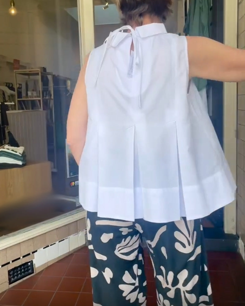 Mujer sin Mangas Cuello Alto Pliegue