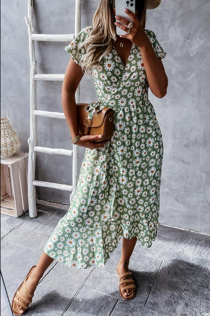Vestido Mujer Verano Escote en V