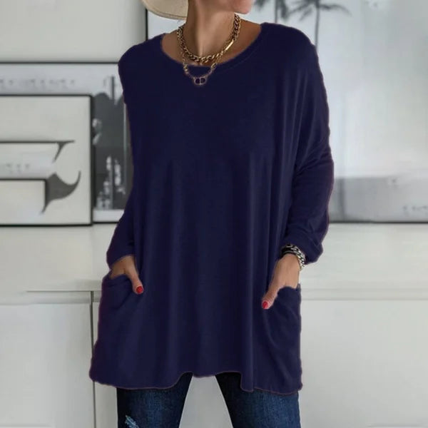 Blusa Mujer Manga Larga Tejido Suave Ajuste Relajado